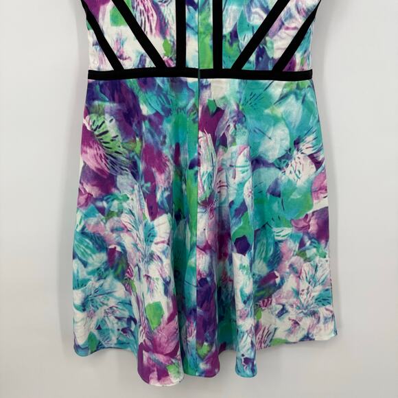 Parker Floral Watercolor Skater Dress Women’s Medium Halter Racerback - Picture 6 of 8
